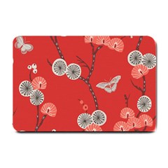 Dandelions Red Butterfly Flower Floral Small Doormat  by Mariart