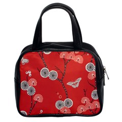 Dandelions Red Butterfly Flower Floral Classic Handbags (2 Sides) by Mariart