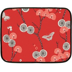 Dandelions Red Butterfly Flower Floral Fleece Blanket (mini) by Mariart