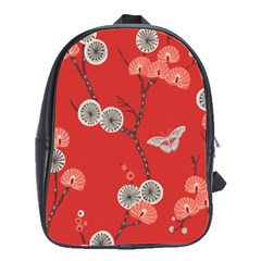 Dandelions Red Butterfly Flower Floral School Bags(large)  by Mariart