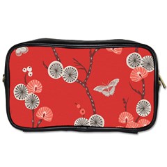 Dandelions Red Butterfly Flower Floral Toiletries Bags by Mariart