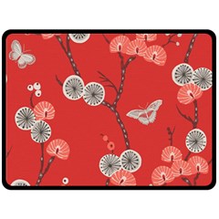 Dandelions Red Butterfly Flower Floral Fleece Blanket (large)  by Mariart