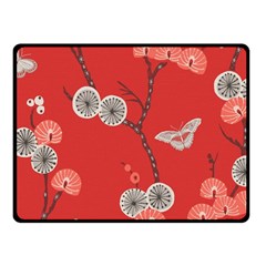 Dandelions Red Butterfly Flower Floral Fleece Blanket (small) by Mariart