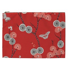 Dandelions Red Butterfly Flower Floral Cosmetic Bag (xxl)  by Mariart