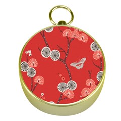 Dandelions Red Butterfly Flower Floral Gold Compasses