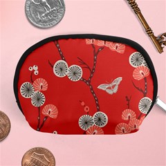 Dandelions Red Butterfly Flower Floral Accessory Pouches (medium)  by Mariart