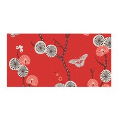 Dandelions Red Butterfly Flower Floral Satin Wrap by Mariart