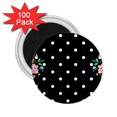 Flower Frame Floral Polkadot White Black 2 25  Magnets (100 Pack)  by Mariart