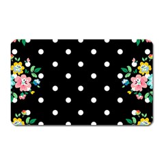 Flower Frame Floral Polkadot White Black Magnet (rectangular)