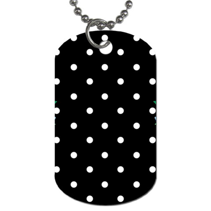 Flower Frame Floral Polkadot White Black Dog Tag (Two Sides)