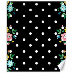 Flower Frame Floral Polkadot White Black Canvas 8  X 10  by Mariart