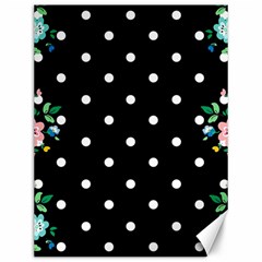 Flower Frame Floral Polkadot White Black Canvas 12  X 16   by Mariart