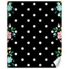 Flower Frame Floral Polkadot White Black Canvas 16  X 20   by Mariart