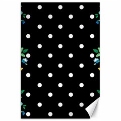 Flower Frame Floral Polkadot White Black Canvas 20  X 30   by Mariart