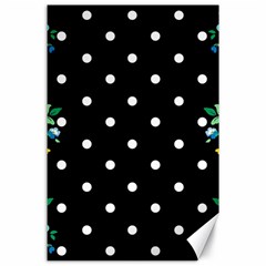 Flower Frame Floral Polkadot White Black Canvas 24  X 36  by Mariart