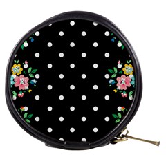 Flower Frame Floral Polkadot White Black Mini Makeup Bags by Mariart