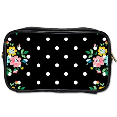 Flower Frame Floral Polkadot White Black Toiletries Bags 2-side by Mariart