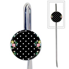 Flower Frame Floral Polkadot White Black Book Mark by Mariart