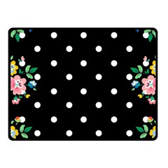 Flower Frame Floral Polkadot White Black Fleece Blanket (small) by Mariart