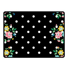 Flower Frame Floral Polkadot White Black Double Sided Fleece Blanket (small)  by Mariart