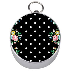 Flower Frame Floral Polkadot White Black Silver Compasses by Mariart