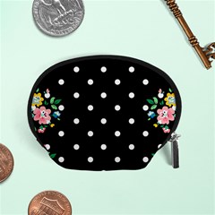 Flower Frame Floral Polkadot White Black Accessory Pouches (small)  by Mariart