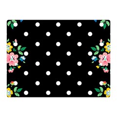 Flower Frame Floral Polkadot White Black Double Sided Flano Blanket (mini)  by Mariart