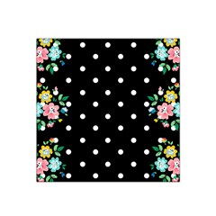 Flower Frame Floral Polkadot White Black Satin Bandana Scarf by Mariart