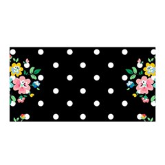 Flower Frame Floral Polkadot White Black Satin Wrap by Mariart