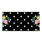 Flower Frame Floral Polkadot White Black Satin Wrap Front