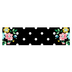 Flower Frame Floral Polkadot White Black Satin Scarf (oblong) by Mariart