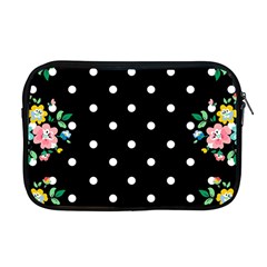 Flower Frame Floral Polkadot White Black Apple Macbook Pro 17  Zipper Case by Mariart