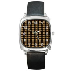 Geometric Shapes Plaid Line Square Metal Watch by Mariart