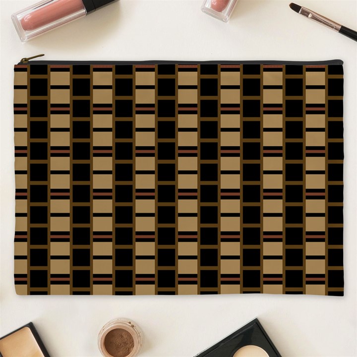 Geometric Shapes Plaid Line Cosmetic Bag (XXXL) 