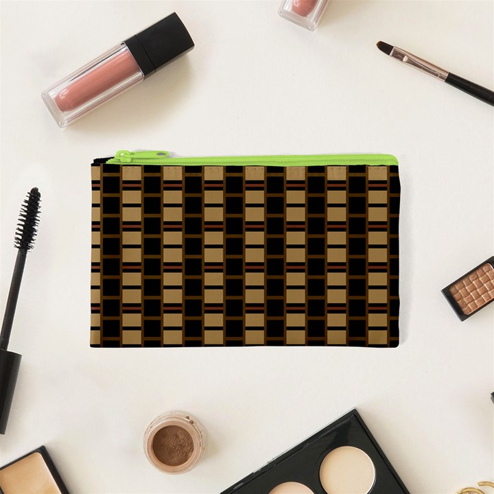 Geometric Shapes Plaid Line Cosmetic Bag (XS)