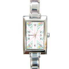 Frame Flower Floral Sunflower Line Rectangle Italian Charm Watch