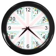 Frame Flower Floral Sunflower Line Wall Clocks (black) by Mariart