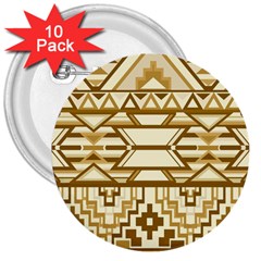 Geometric Seamless Aztec Gold 3  Buttons (10 Pack)  by Mariart