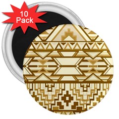 Geometric Seamless Aztec Gold 3  Magnets (10 Pack)  by Mariart