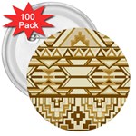 Geometric Seamless Aztec Gold 3  Buttons (100 pack)  Front