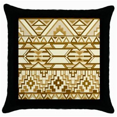 Geometric Seamless Aztec Gold Throw Pillow Case (black) by Mariart