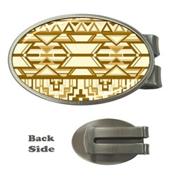 Geometric Seamless Aztec Gold Money Clips (oval)  by Mariart