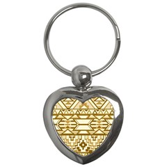 Geometric Seamless Aztec Gold Key Chains (heart)  by Mariart