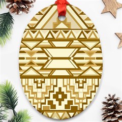 Geometric Seamless Aztec Gold Oval Ornament (two Sides) by Mariart