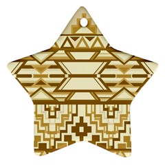 Geometric Seamless Aztec Gold Star Ornament (two Sides) by Mariart