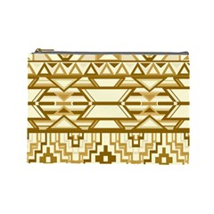 Geometric Seamless Aztec Gold Cosmetic Bag (large)  by Mariart