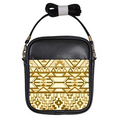 Geometric Seamless Aztec Gold Girls Sling Bags by Mariart