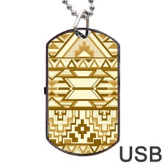 Geometric Seamless Aztec Gold Dog Tag Usb Flash (two Sides) by Mariart