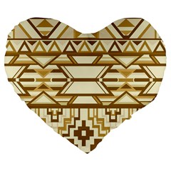 Geometric Seamless Aztec Gold Large 19  Premium Heart Shape Cushions by Mariart