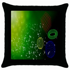 Geometric Shapes Letters Cubes Green Blue Throw Pillow Case (black)